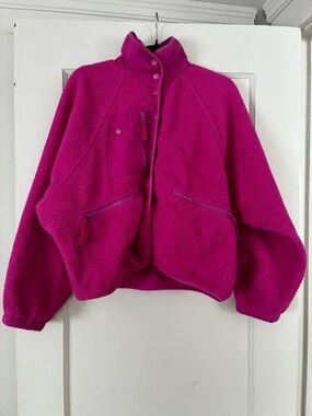 Free People Hot Pink Sherpa Fleece Jacket